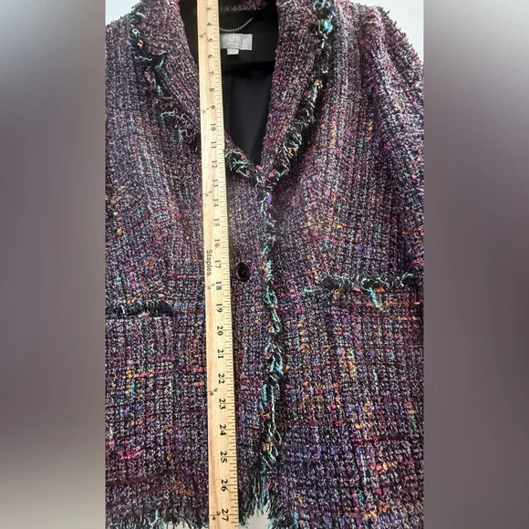 ✨ PURE Collection Multi Tweed Gold Lurex Blazer UK14 US8/10 ✨ - Picture 11 of 14